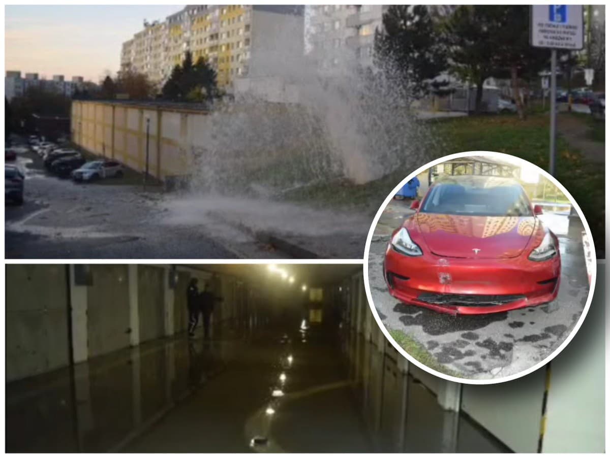 Masívny únik vody v Bratislave po nehode Tesly