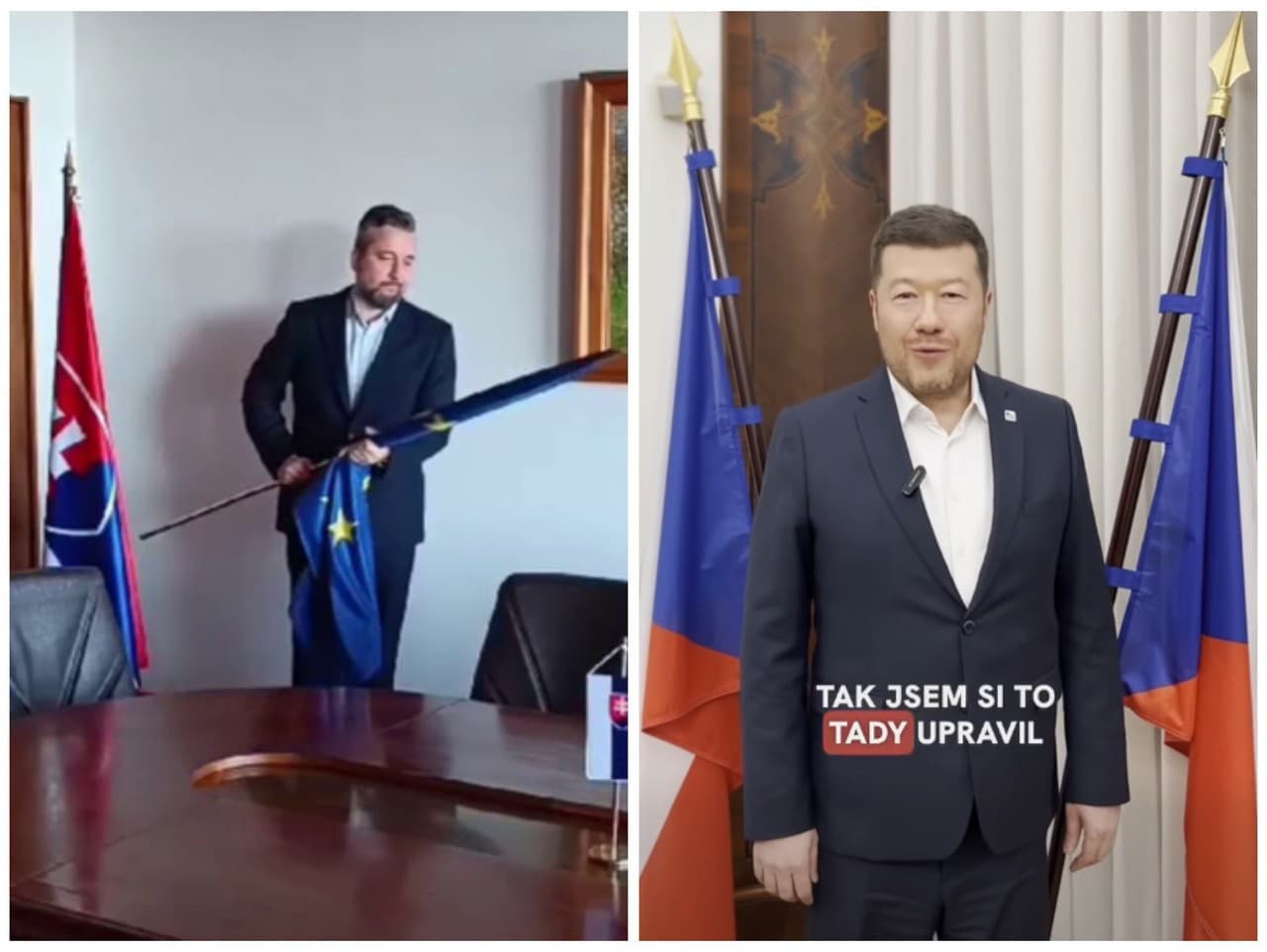 Okamura odstránil vlajku EÚ, kritika sa ozýva z opozície