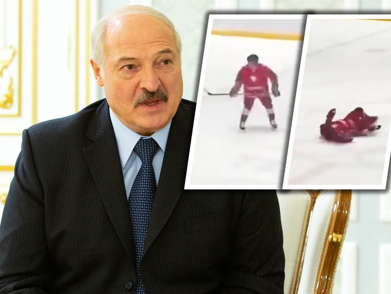 Lukašenko na ľade: Nečakaný pád rozosmiaty fanúšikov