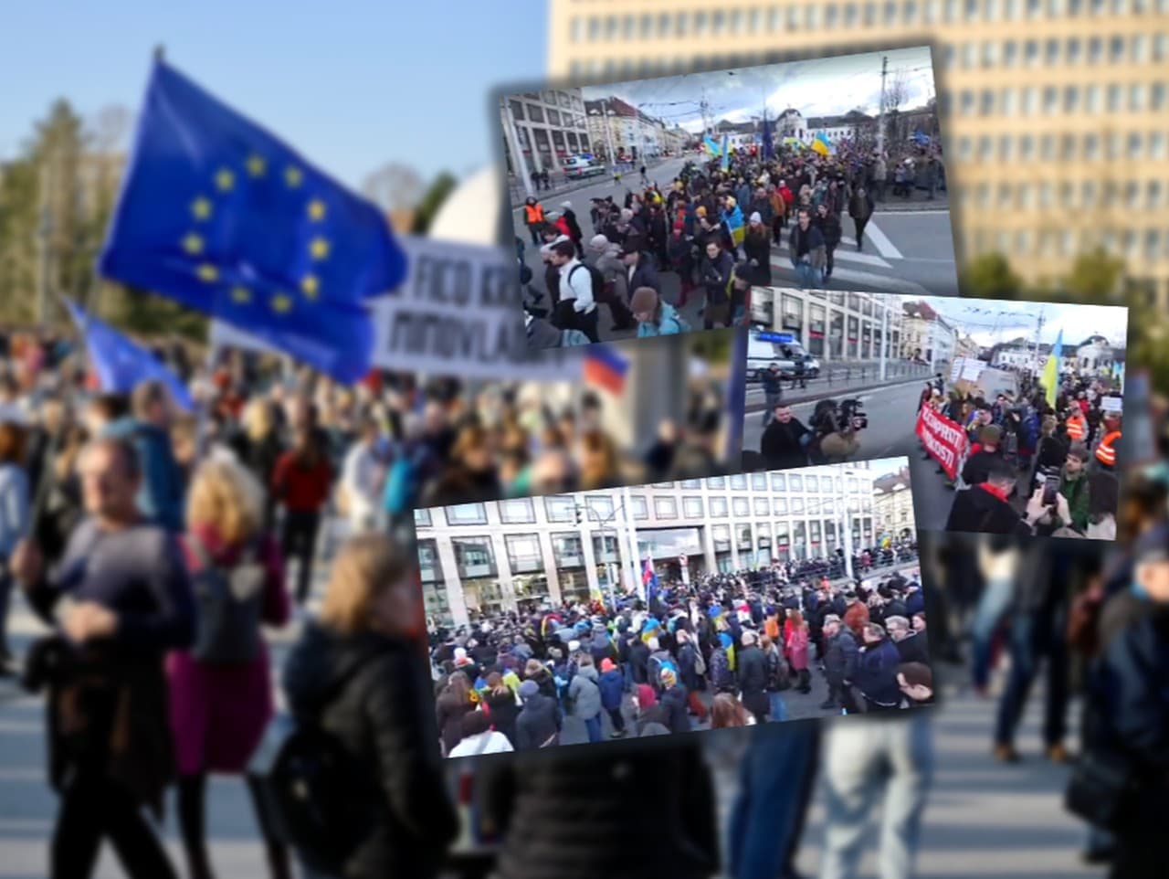 Pochod solidarity na podporu Ukrajiny: Ľudia sa zhromaždili v Bratislave
