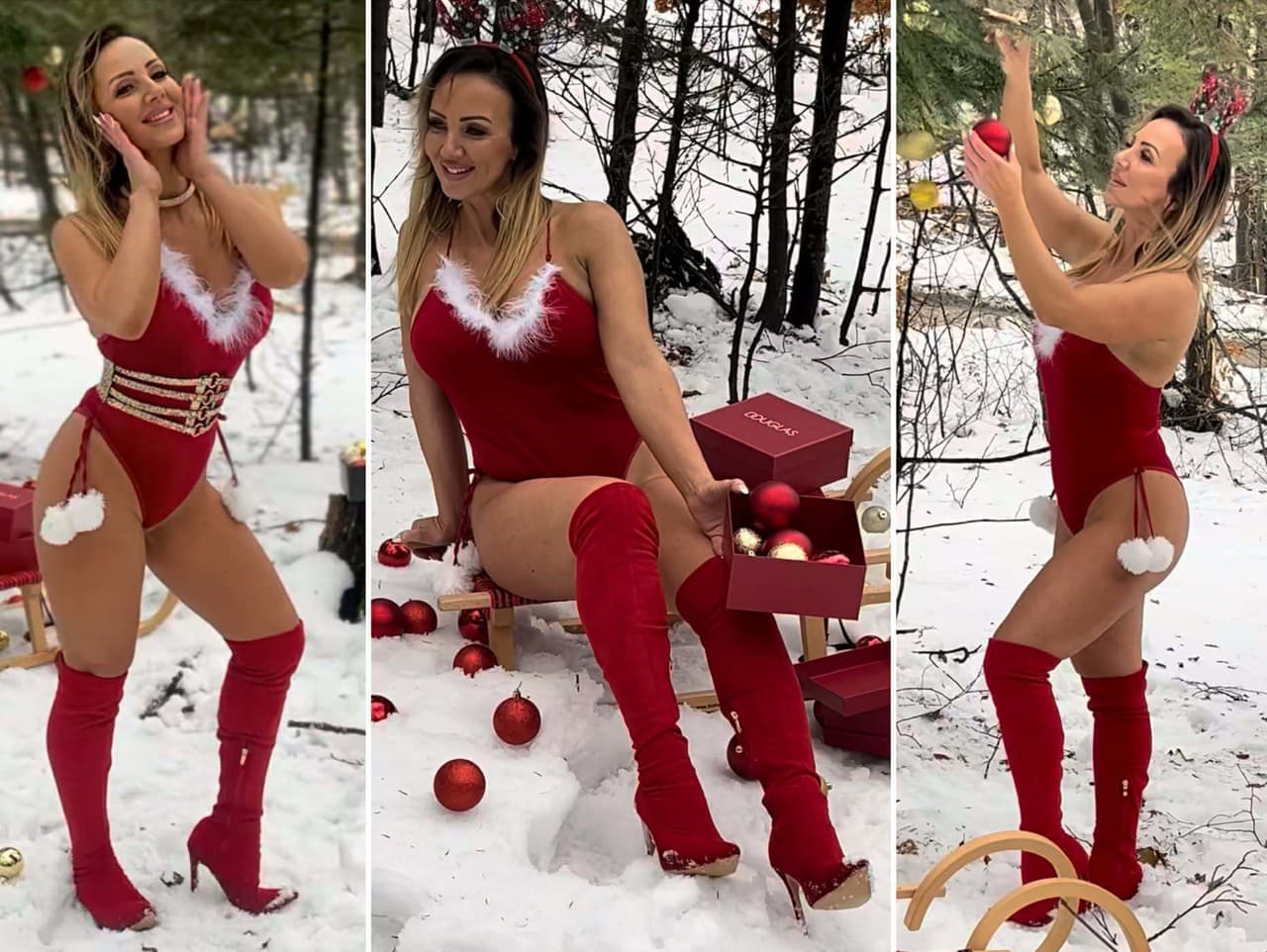 Natália Lenártová opäť šokuje: Sexi Mikuláš v zimnej idylke!