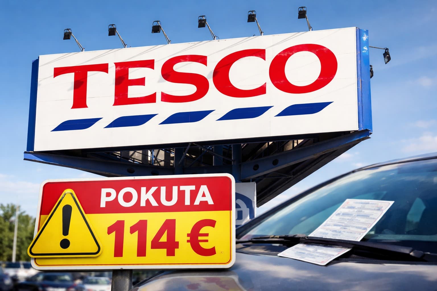 Tesco zavádza varovné značky na parkoviskách, Slovensko zatiaľ nezaostáva