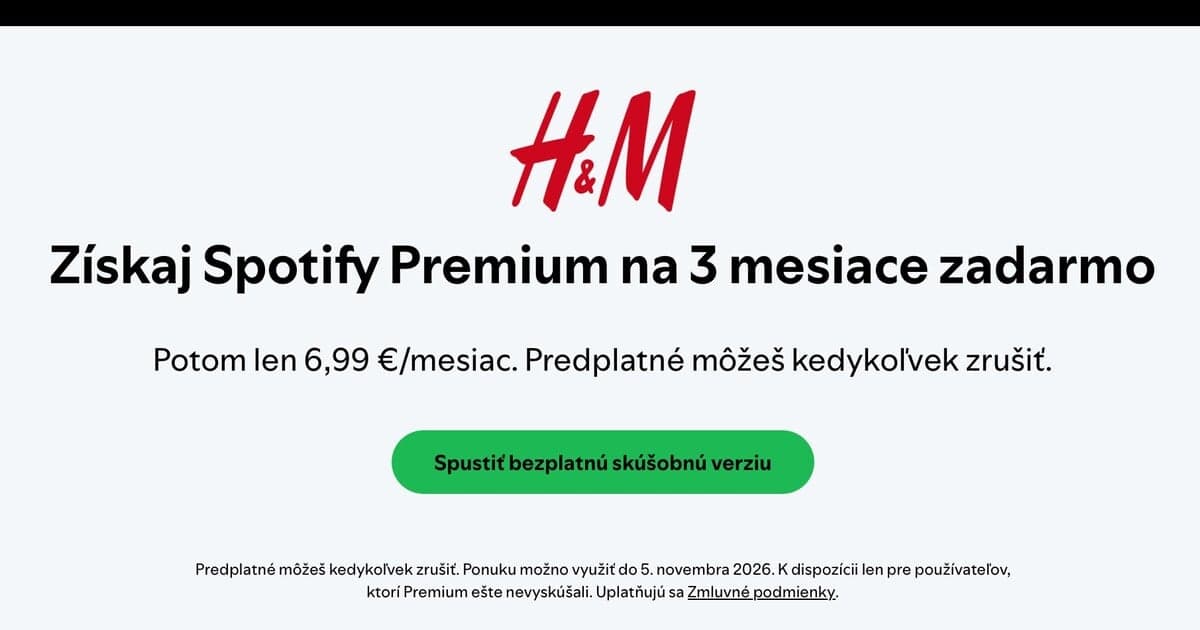 H&M ponúka 3 mesiace Spotify Premium zadarmo pre svojich členov